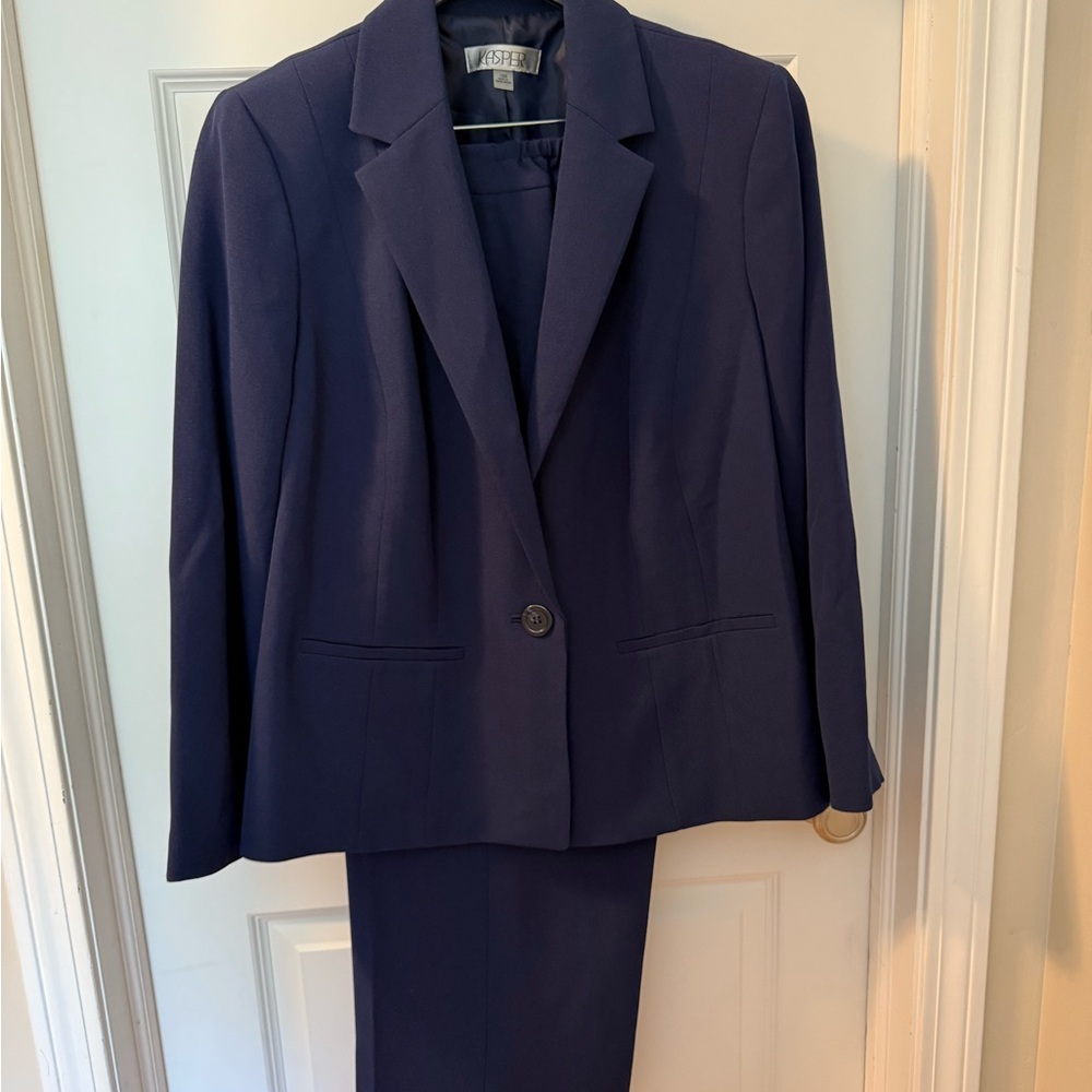 Kasper Navy Blue Women's Blazer and pant Set - 16W
